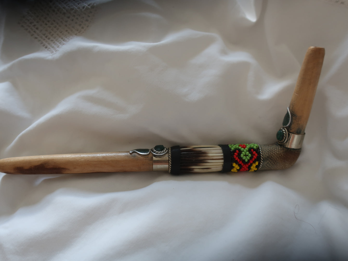 Tepi Hapé Snuff Applicator Shipibo Glass Beaded Design palo santo