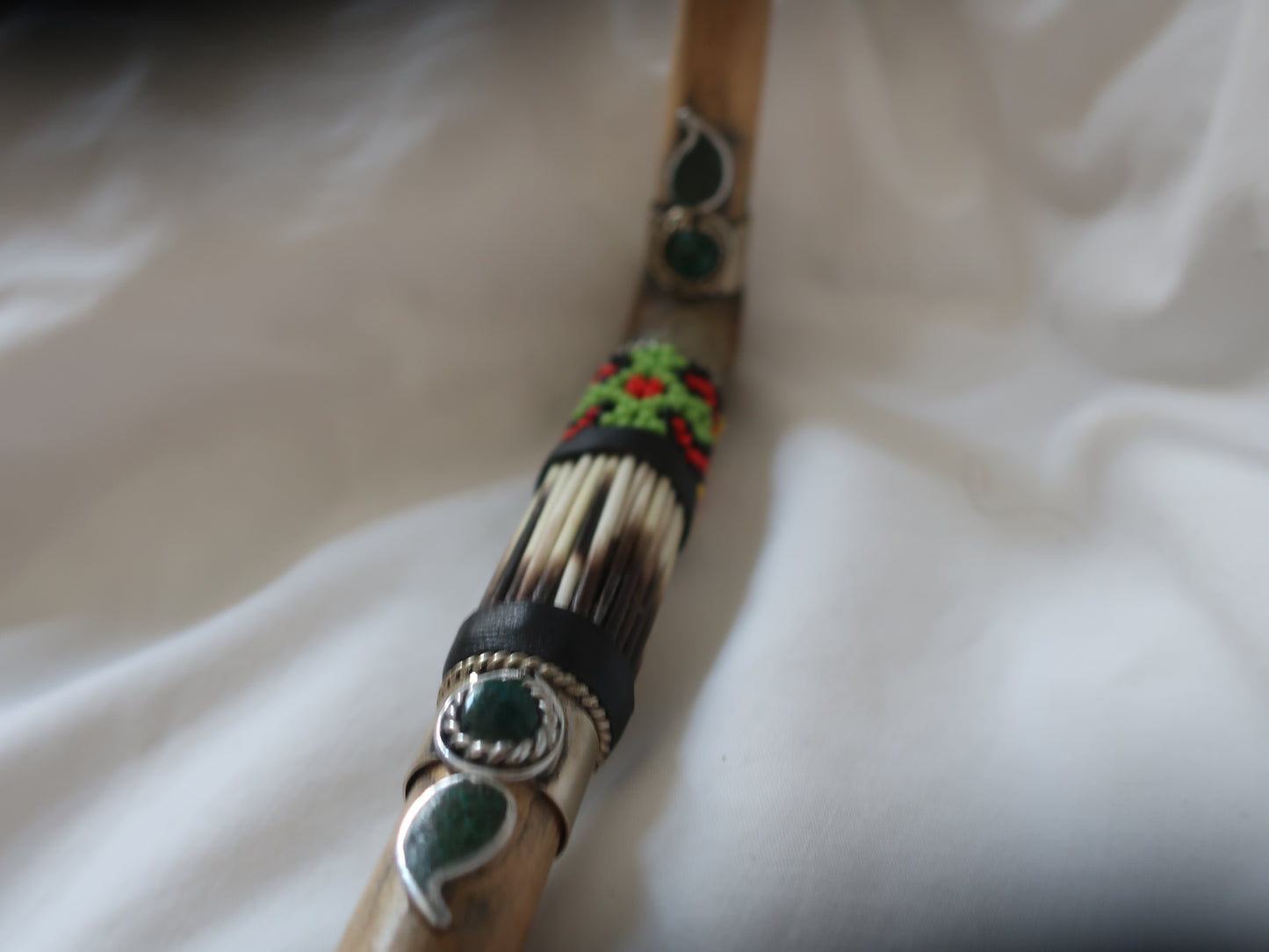 Tepi Hapé Snuff Applicator Shipibo Glass Beaded Design palo santo