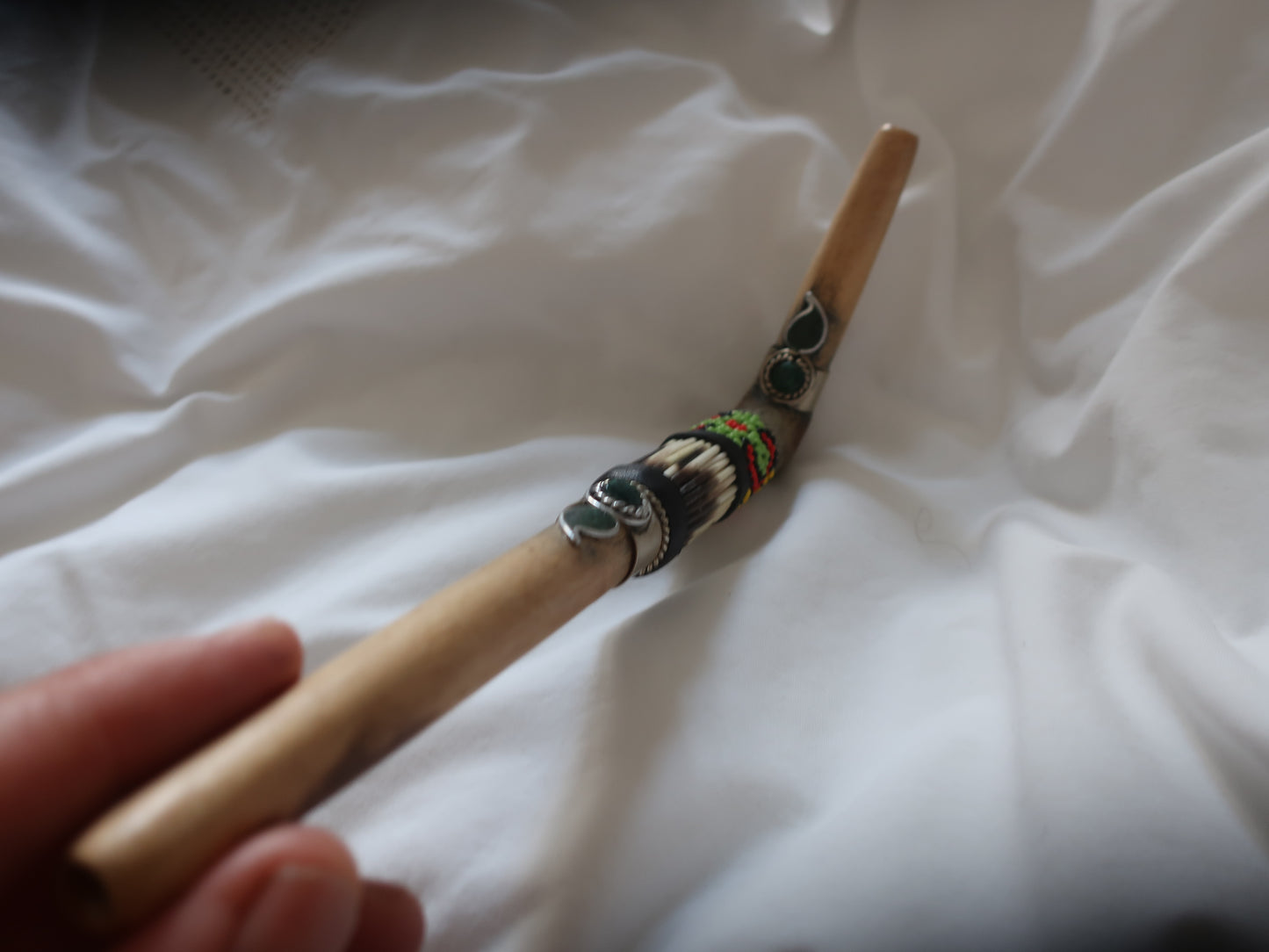 Tepi Hapé Snuff Applicator Shipibo Glass Beaded Design palo santo