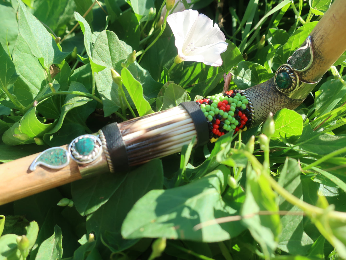 Tepi Hapé Snuff Applicator Shipibo Glass Beaded Design palo santo