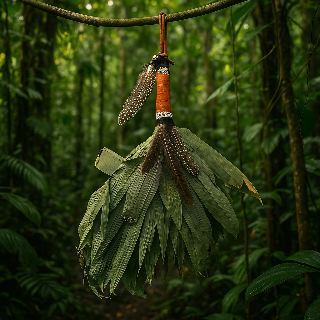 "Authentic Shipibo Chakapa, crafted from natural Amazonian materials, a sacred tool for spiritual rituals and healing journeys."