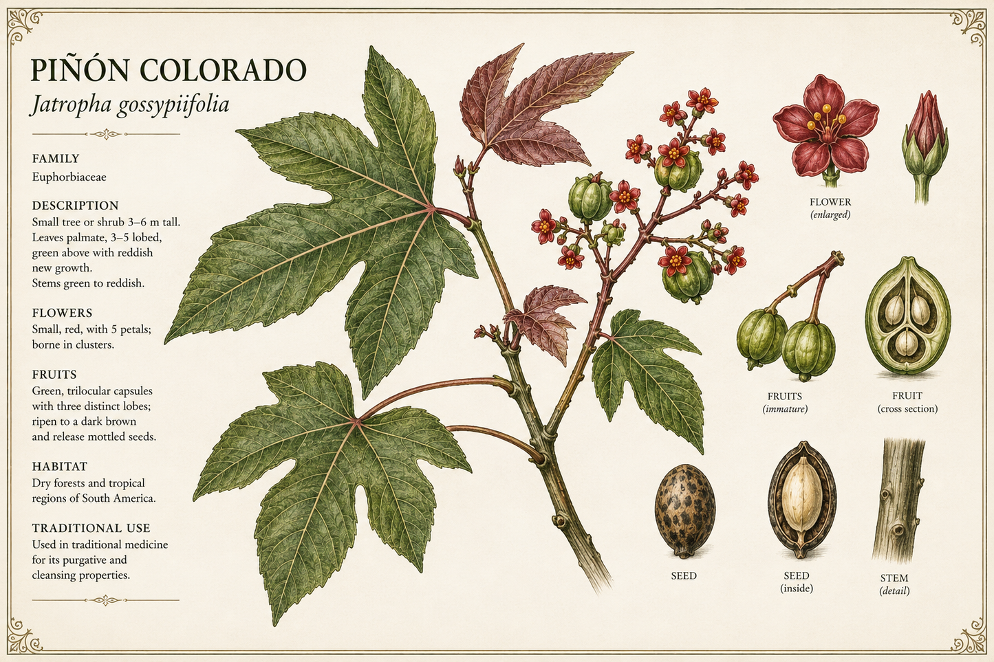 Piñón Colorado - Jatropha gossypiifolia powder