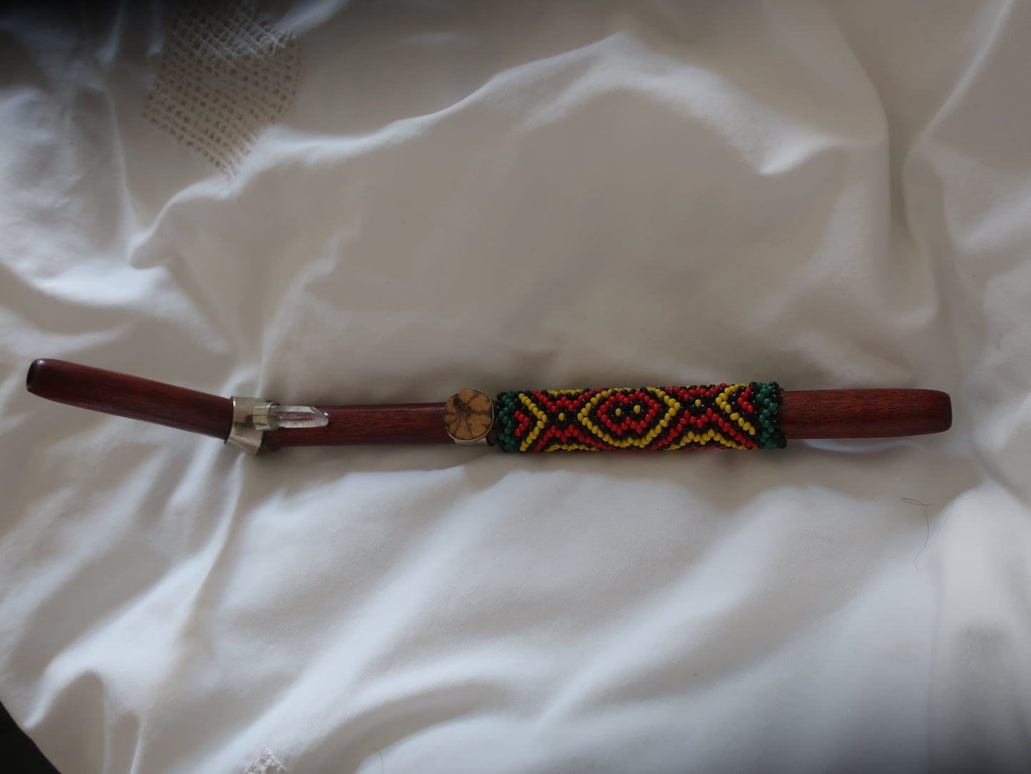 Tepi Hapé Snuff Applicator Shipibo Glass Beaded Design Palo Sangre