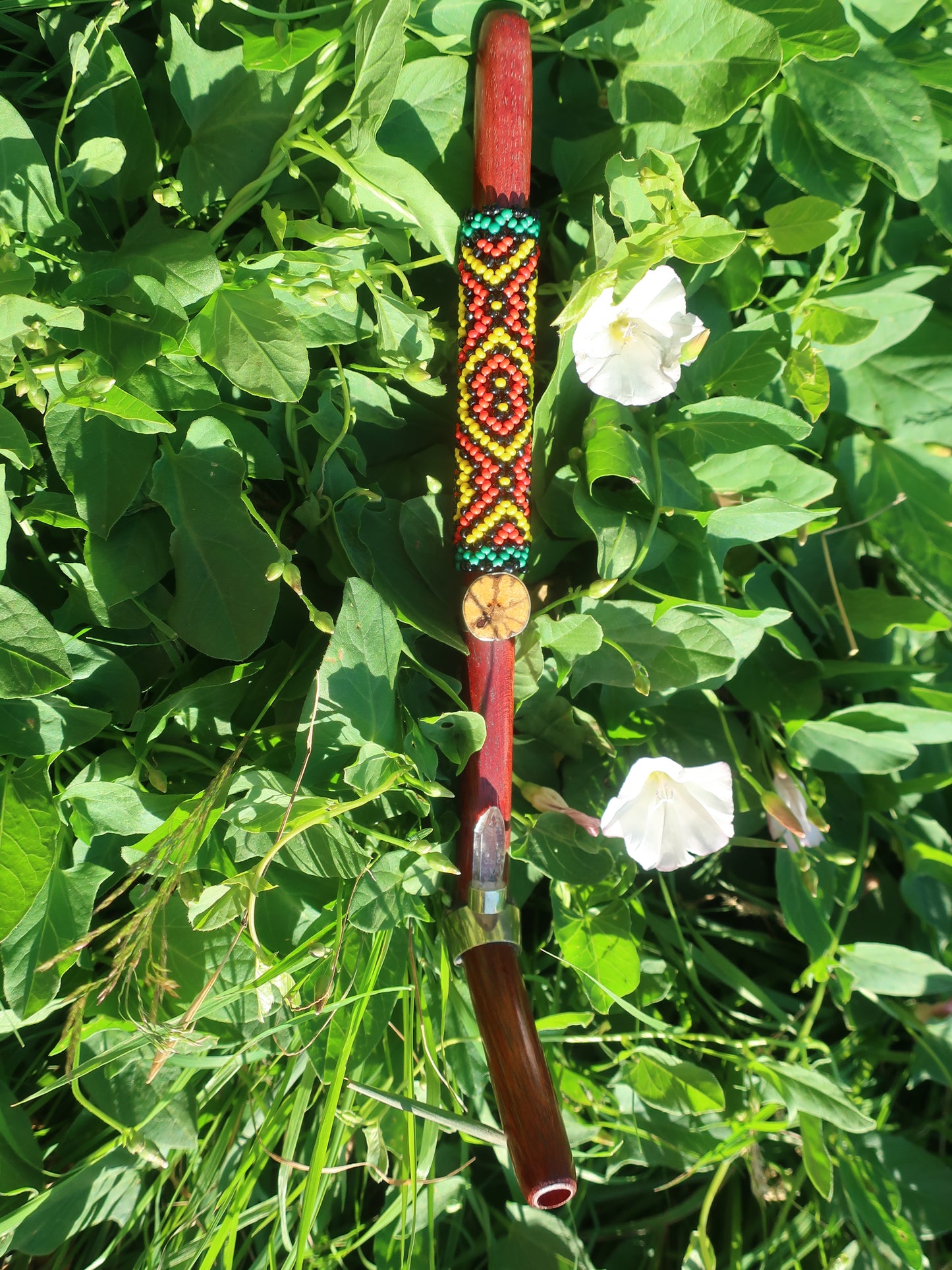 Tepi Hapé Snuff Applicator Shipibo Glass Beaded Design Palo Sangre