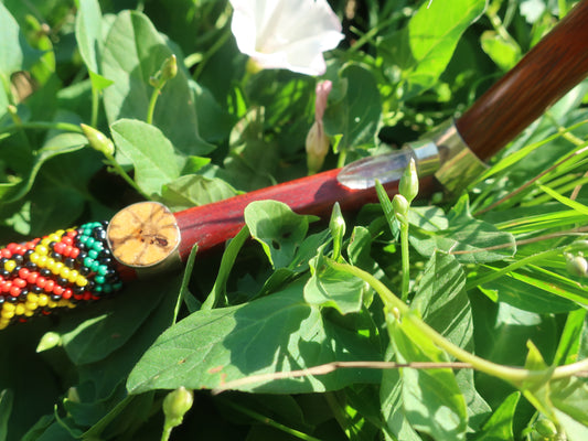 Tepi Hapé Snuff Applicator Shipibo Glass Beaded Design Palo Sangre