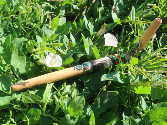 Tepi Hapé Snuff Applicator Shipibo Glass Beaded Design palo santo