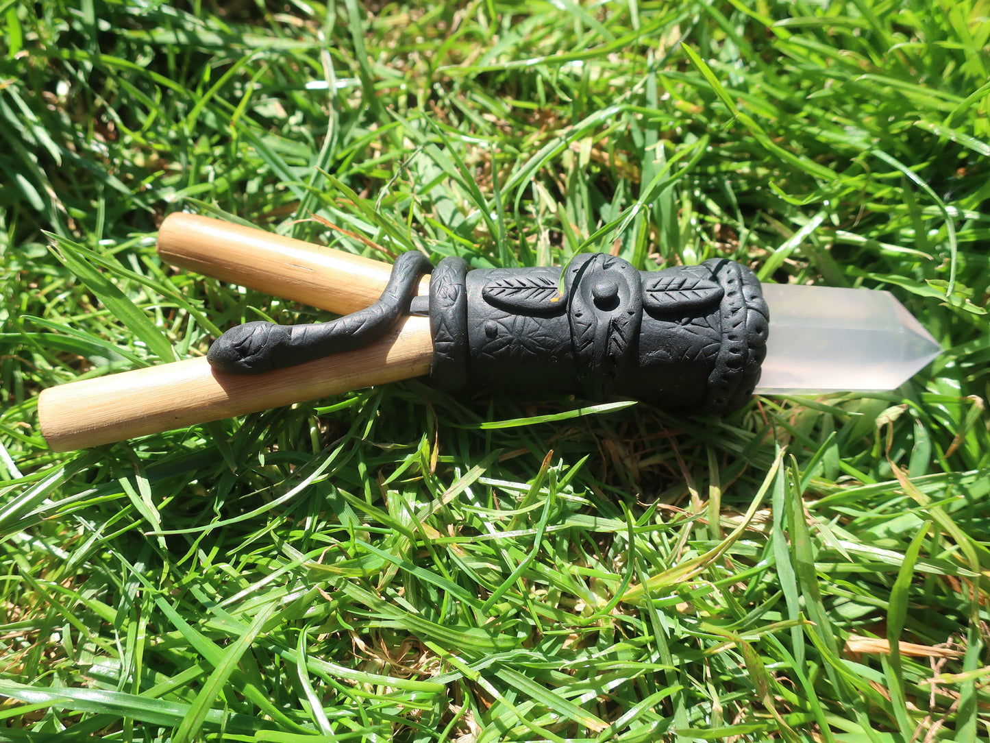 Rose Quartz Serpent Kuripe - Hapé Snuff Applicator